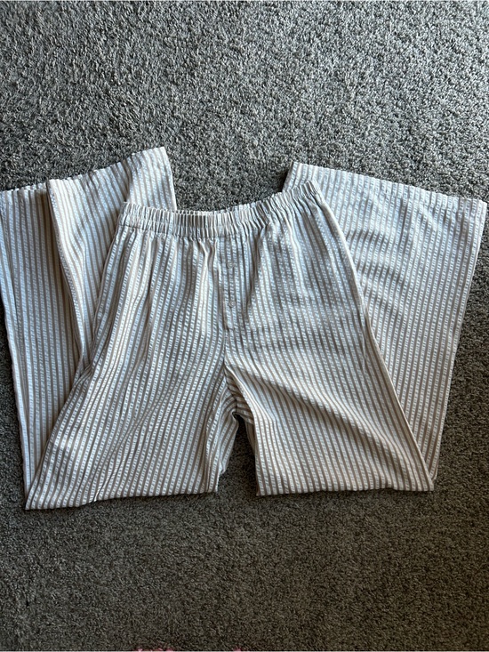 Sincerly Jules Pants - Sincerely Jules White & Tan Striped Elastic Waist Pants